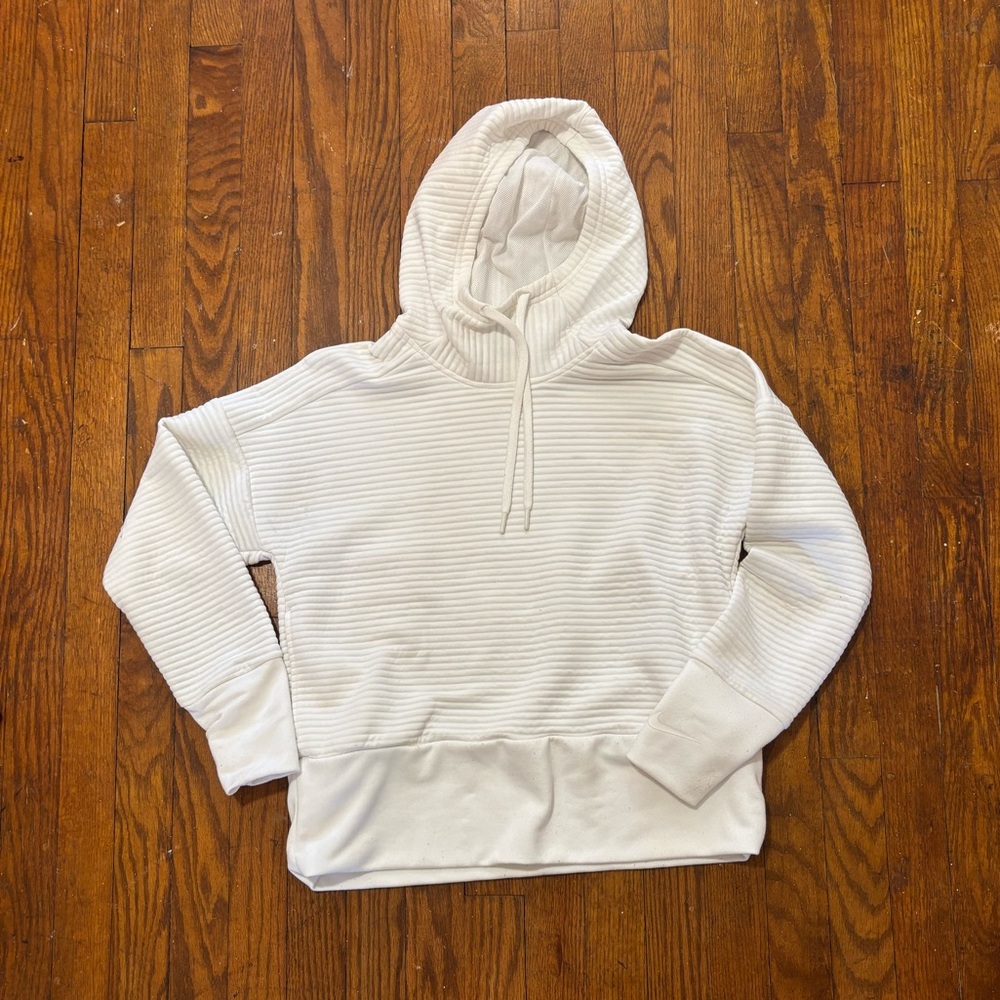 Nike White Ribbed Hoodie